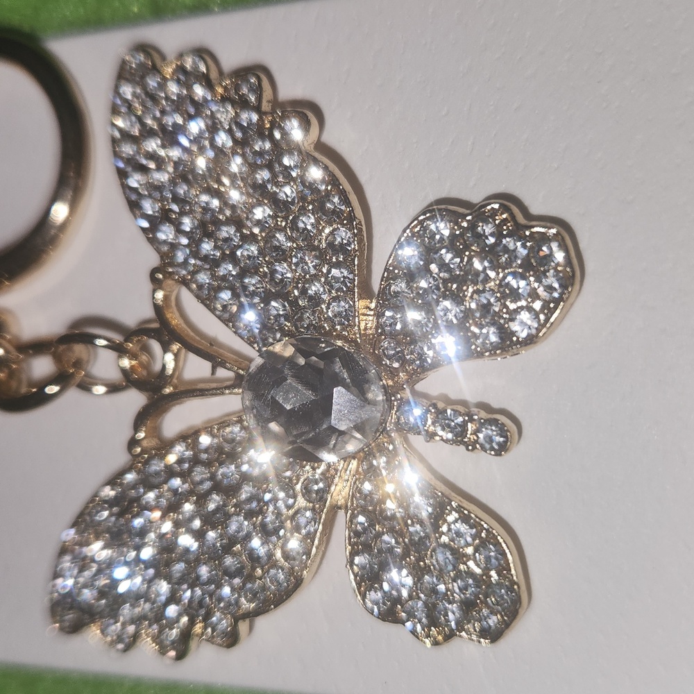 Isabella Glittering Crystal Butterfly Clear Center Crystal Bag Charm / Keychain
